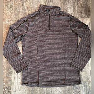 lululemon athletica Burgundy Gray Striped Men's 1/4 zip lightweight